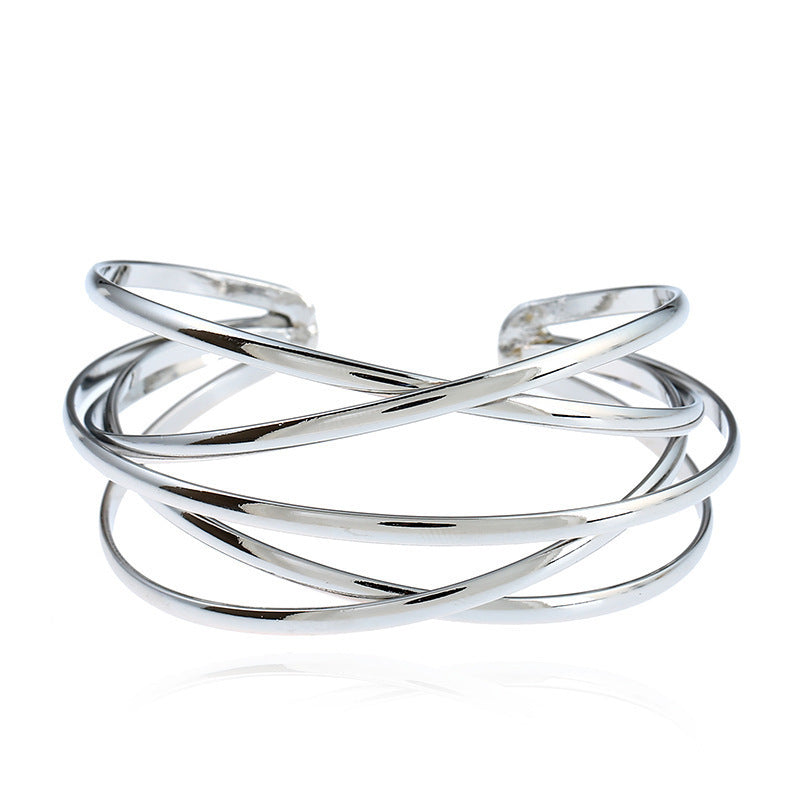 Personality Hollow Multilayer Design Cuff Bangle 18K Gold Plated Bracelet Hand Jewelry Gift