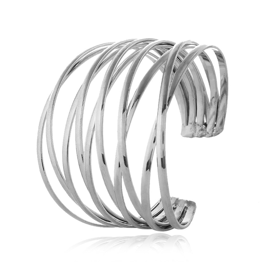 Personality Hollow Multilayer Design Cuff Bangle 18K Gold Plated Bracelet Hand Jewelry Gift