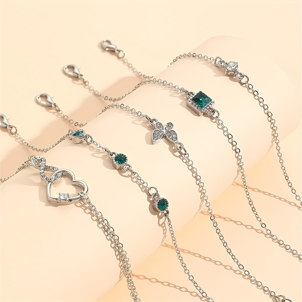 Retro Elegant Fashion Bracelet  Diamond  Infinite  Green