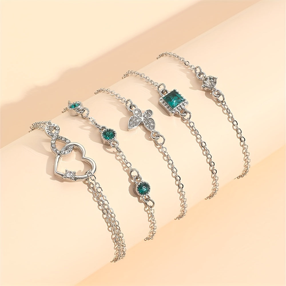 Retro Elegant Fashion Bracelet  Diamond  Infinite  Green