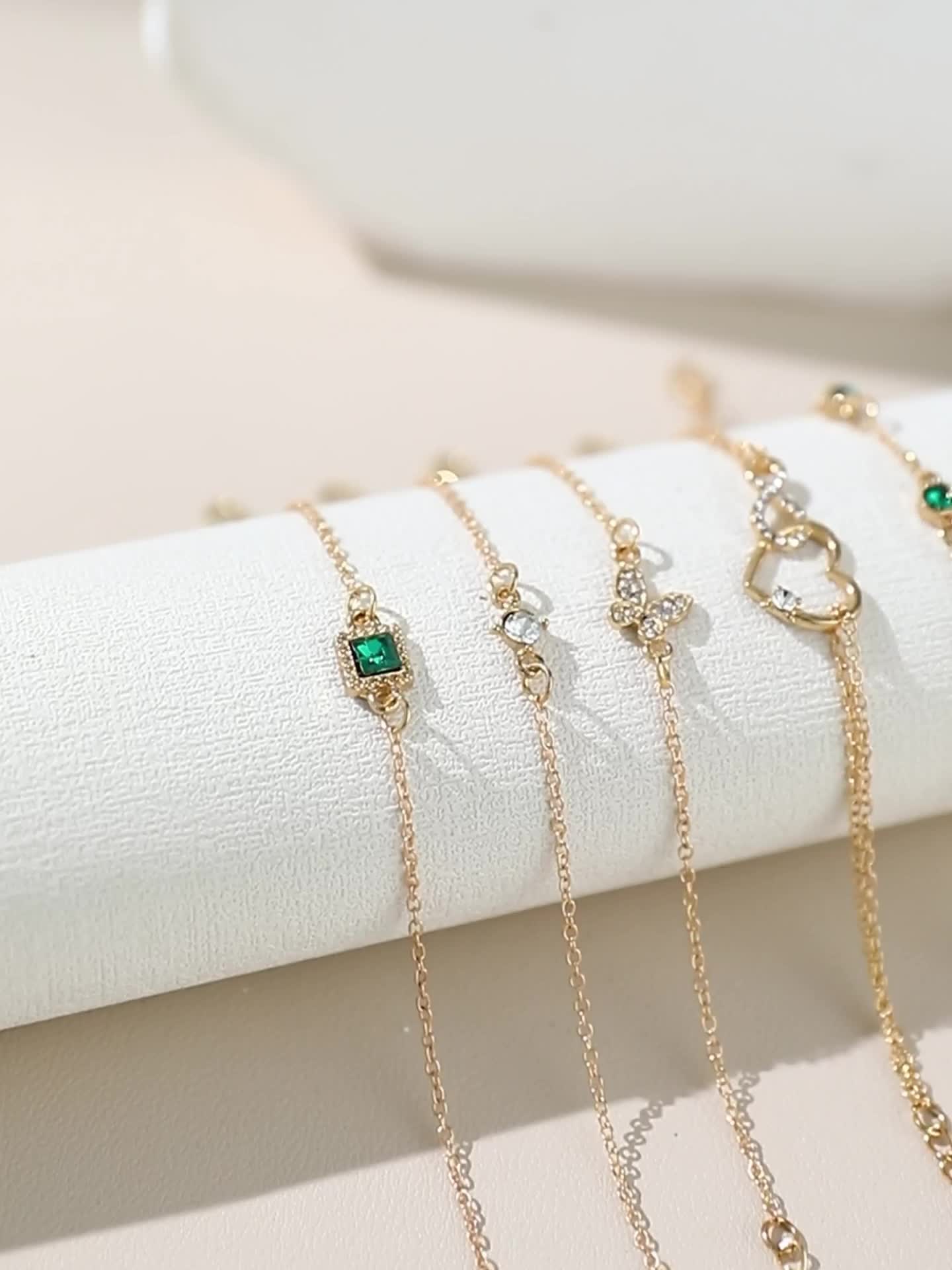 Retro Elegant Fashion Bracelet  Diamond  Infinite  Green