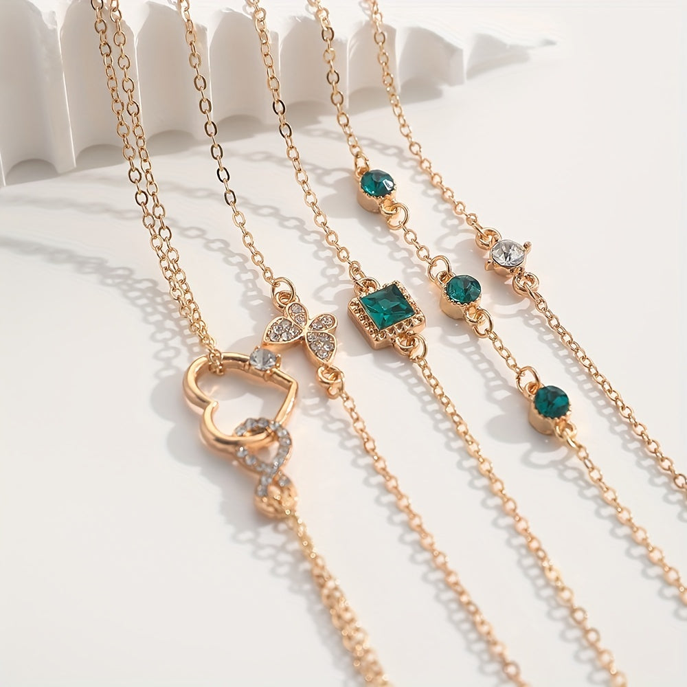 Retro Elegant Fashion Bracelet  Diamond  Infinite  Green