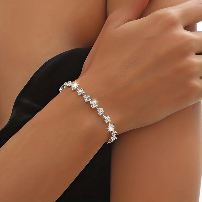 Shiny Rhinestone Chain Bracelet Elegant
