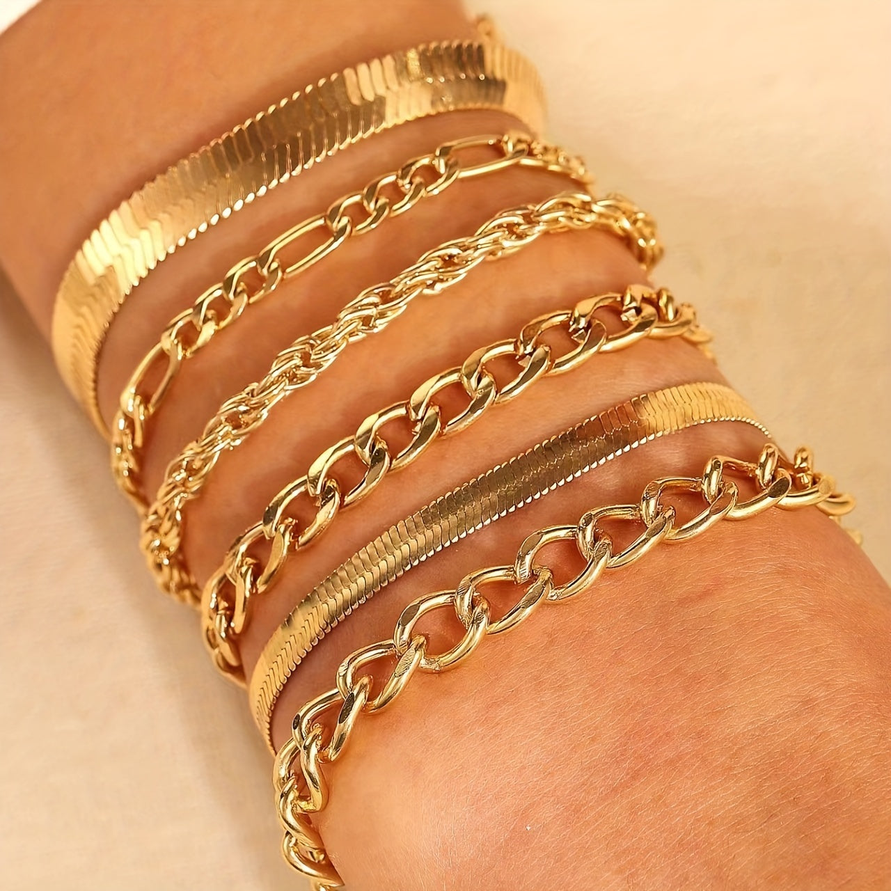 6pcs Bracelet 14K OR PLAQUE