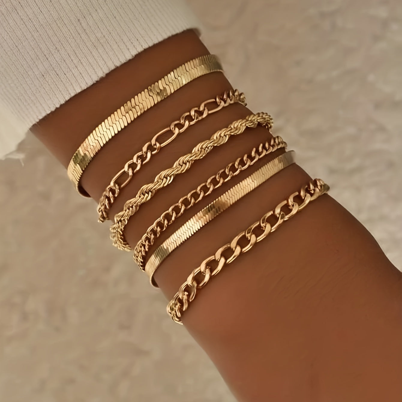 6pcs Bracelet 14K OR PLAQUE