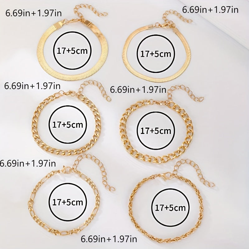 6pcs Bracelet 14K OR PLAQUE